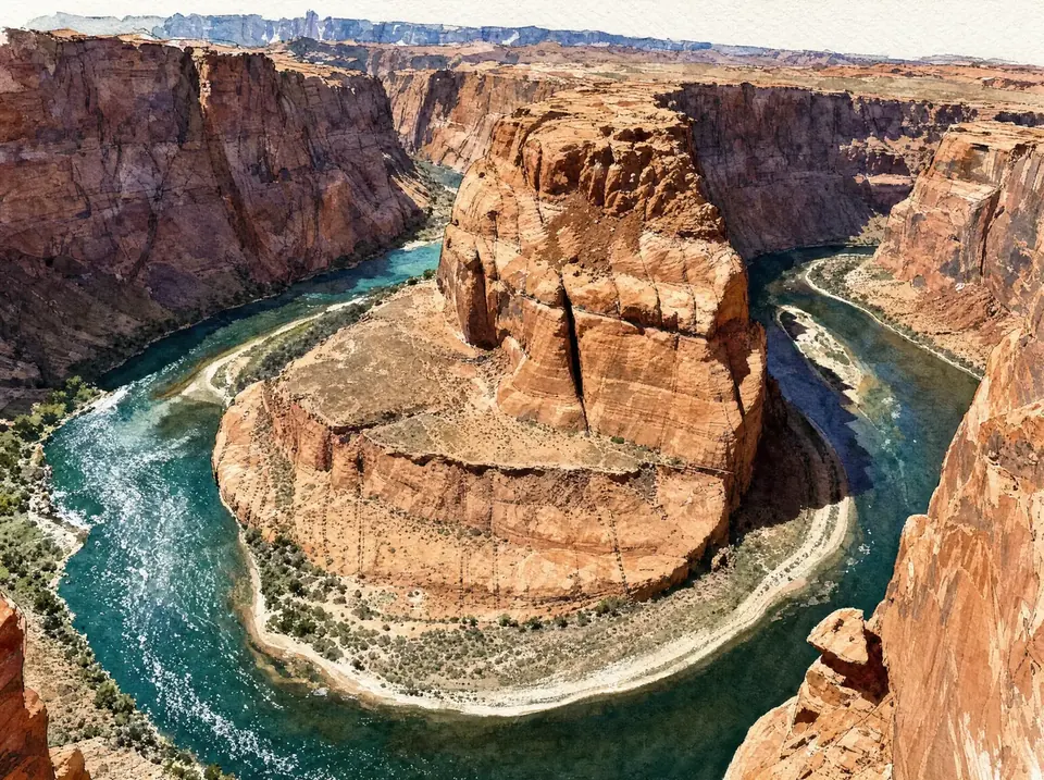 Horseshoe Bend, the Colorado River curving around red rock