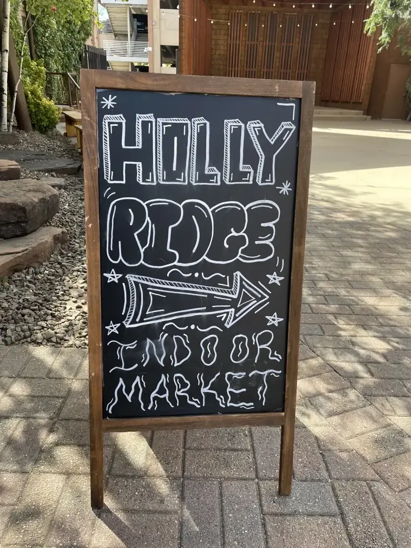 Holly Ridge Indoor Market chalkboard sign